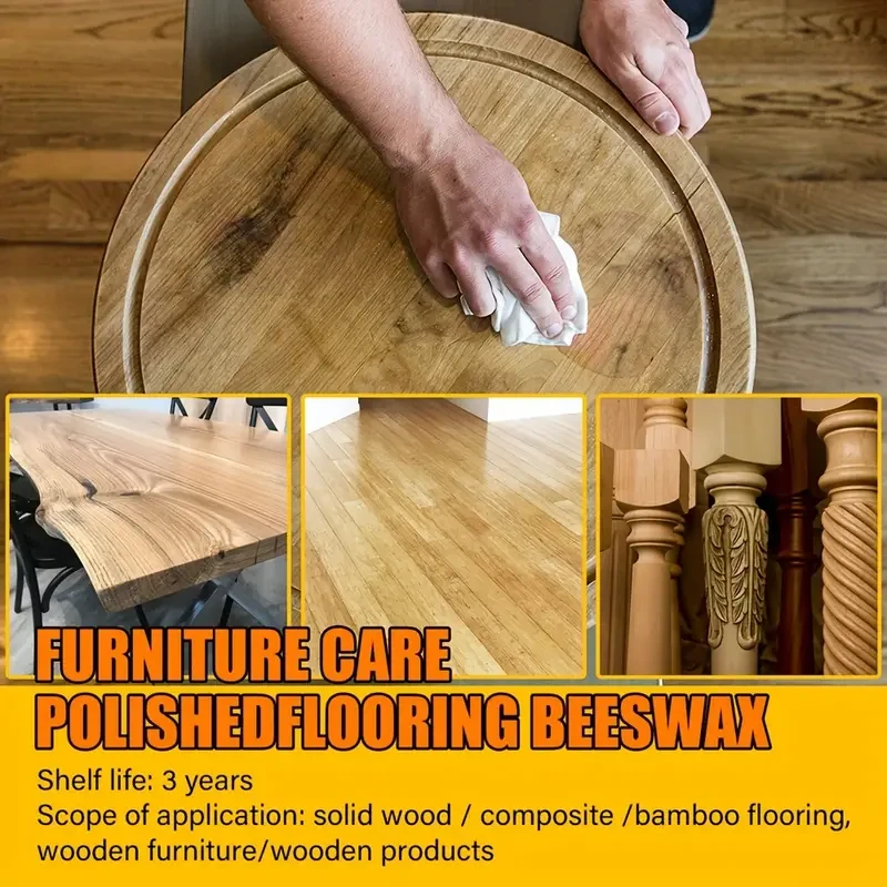 Natural Beeswax Wood Polish for Floor Care (2 Bottles)