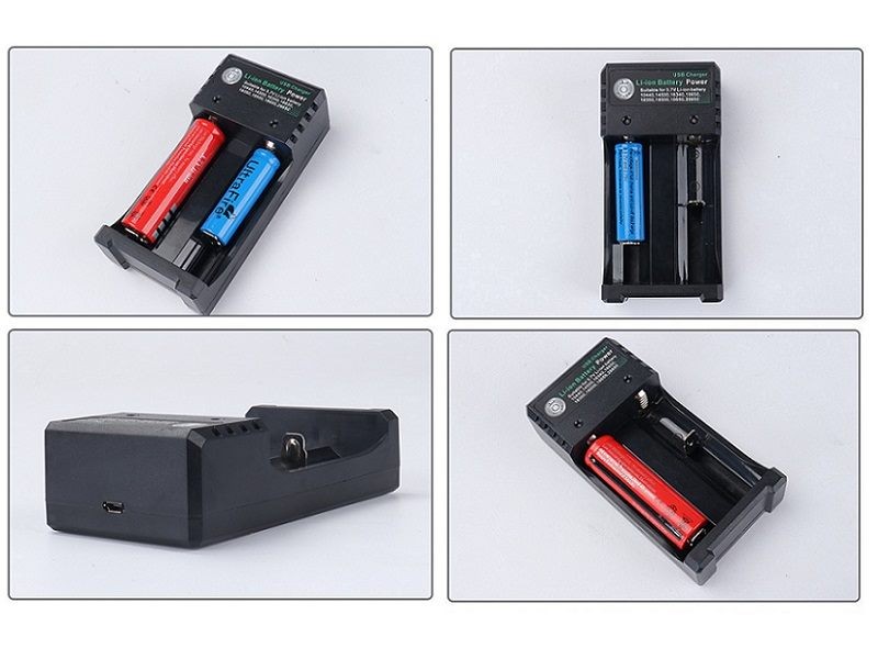 USB Charger for 18650 Rechargeable Battery 2 Slot