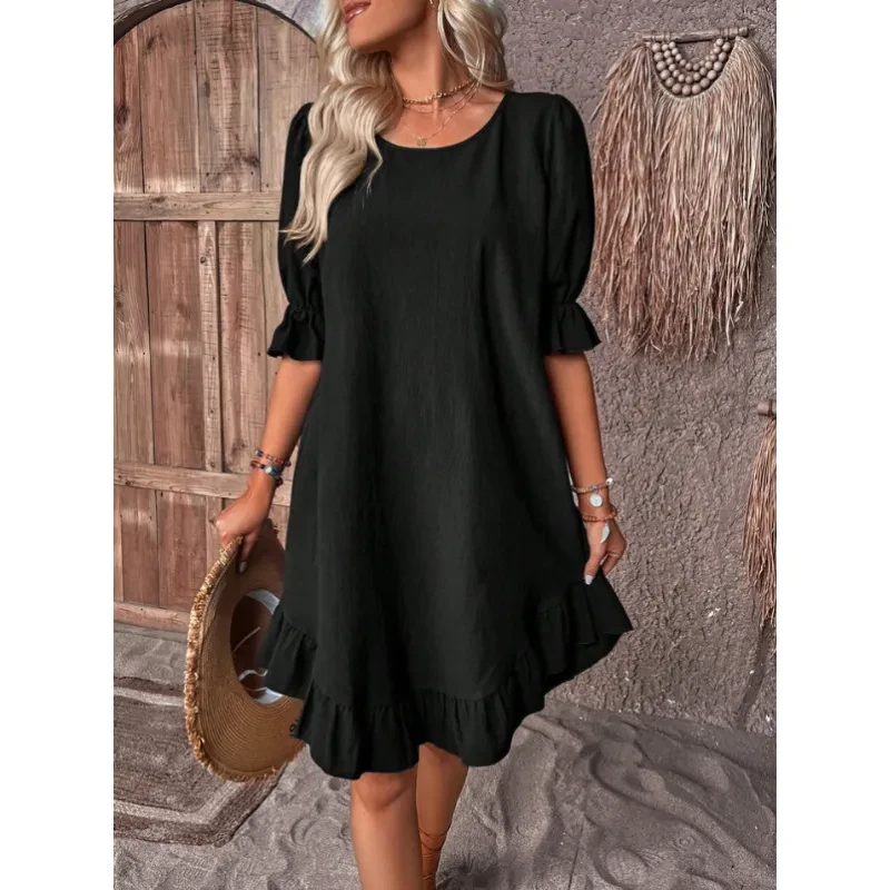 Fashion Ruffle Short-sleeved Dress