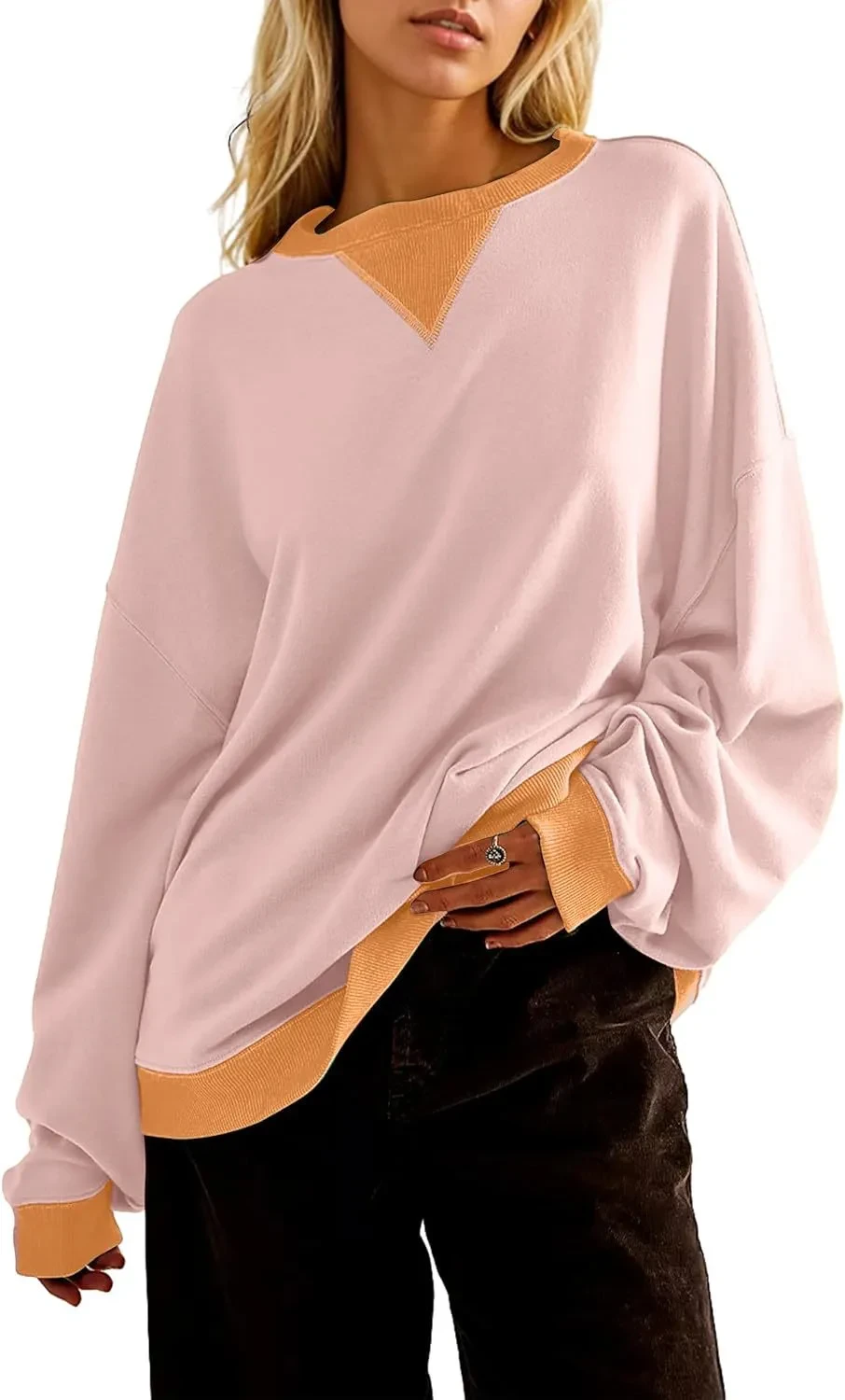 Loose Casual Contrast Color Sweater For Women