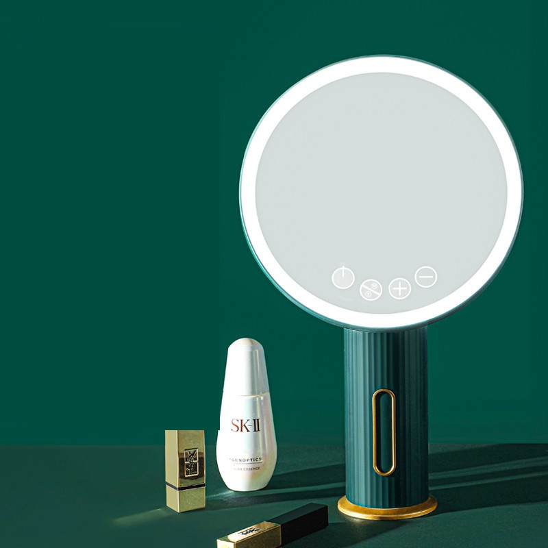 LED Folding Light Compensation Dressing Mirror With Lamp Table