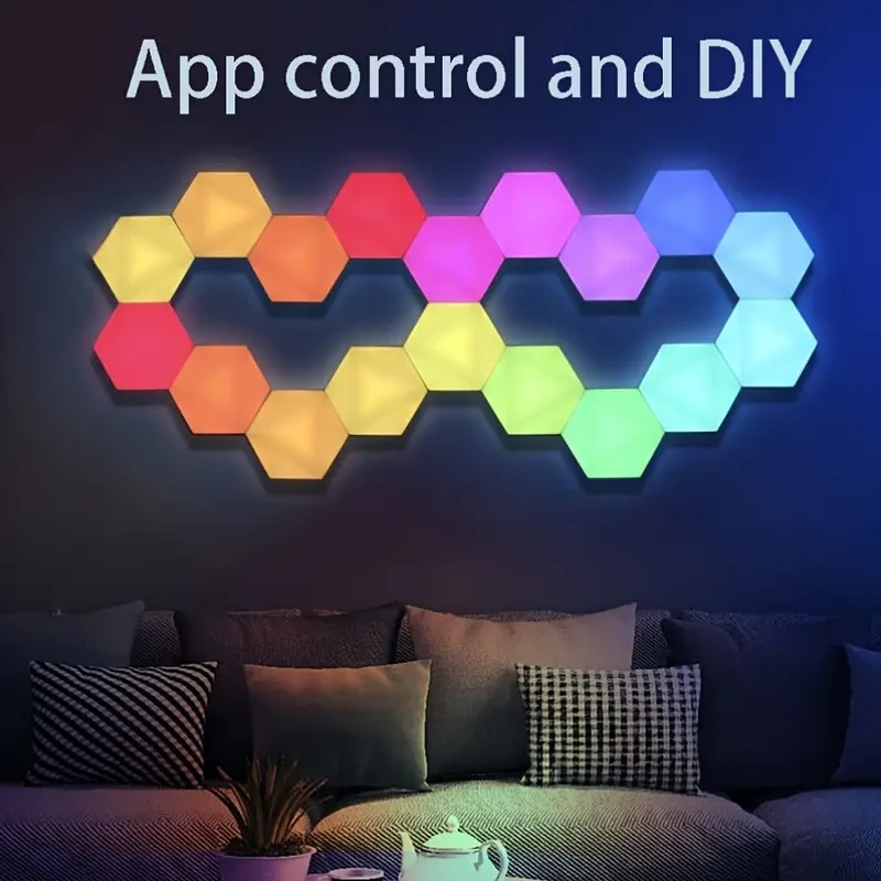 Hexagon LED Wall Lights - Touch-Sensitive Modular RGB Lamps
