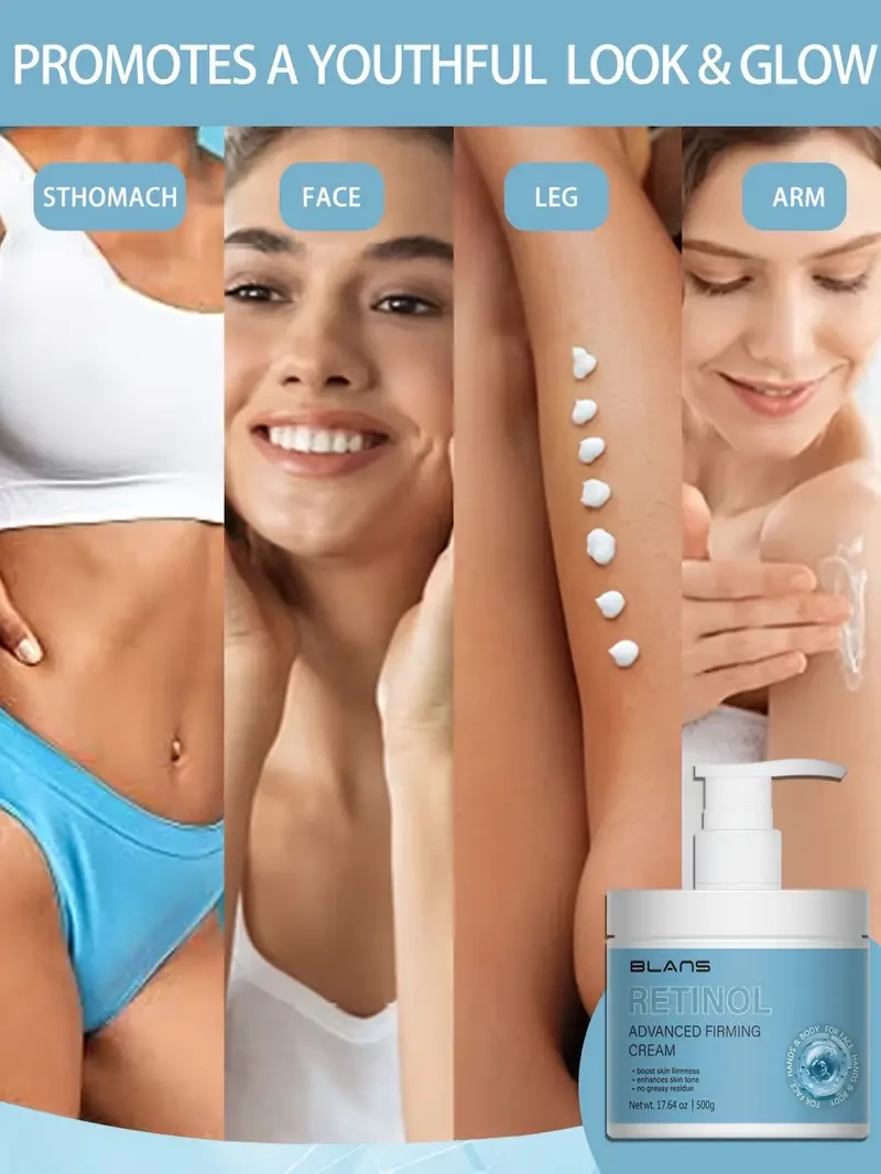 17.6Oz Retinol Advanced Firming Cream - Targets Crepey Skin, Wrinkles, and Sagging Skin with Plant Squalane for Face, Body, Hands, and Neck, Suitable for All Skin Types and Family Use