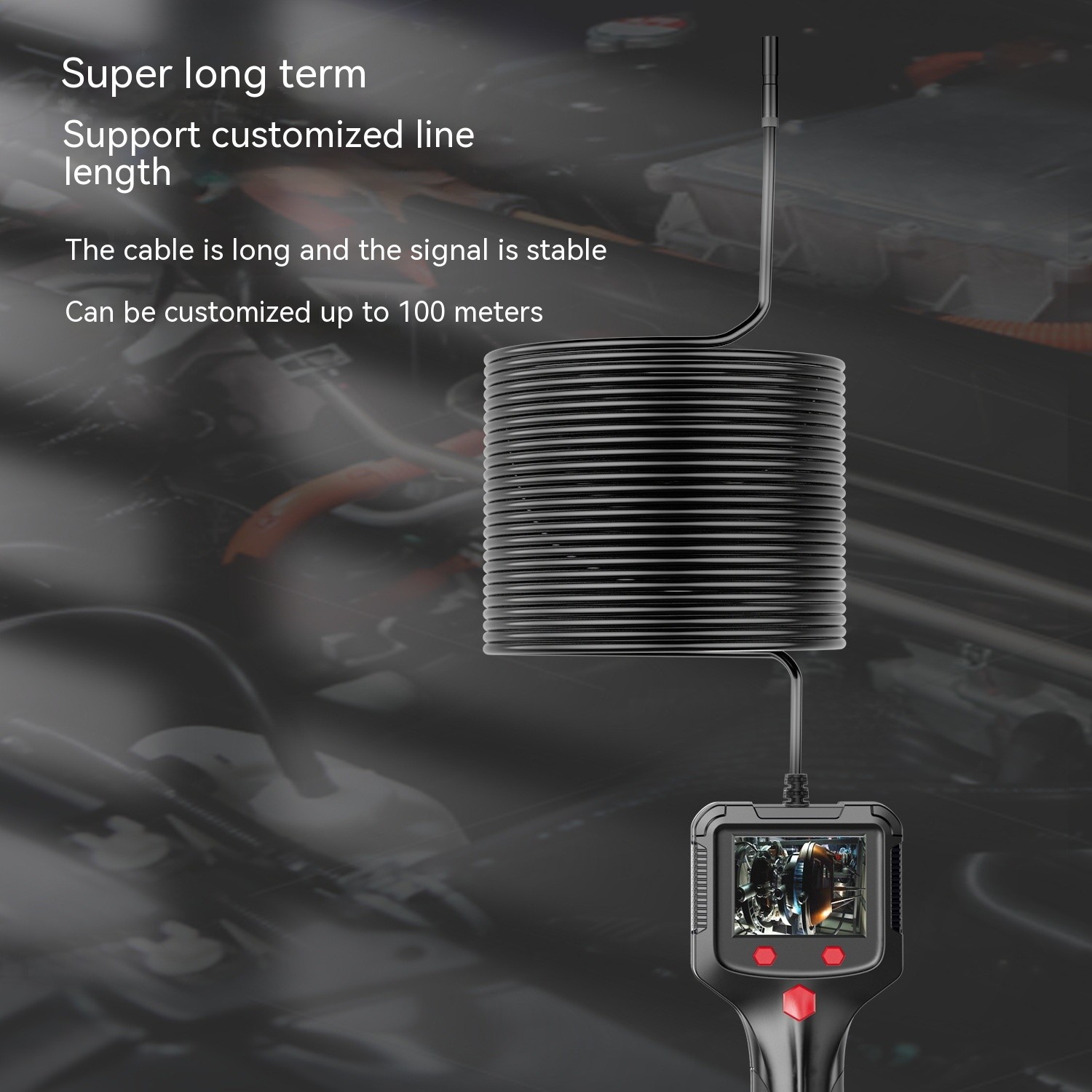 HD Handheld Automotive Testing Instrument 55mm Lens Pipe With Screen