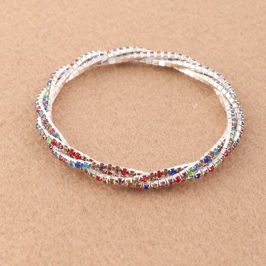 Multilayer Rhinestone Bracelet Girl Bracelet Bracelet Three Layer Cross Diamond Bracelet