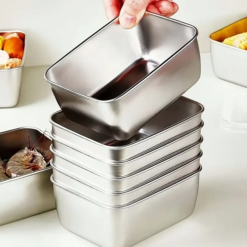6-Piece Stainless Steel Food Storage Containers Set with Lids - Leakproof, Stackable & Reusable