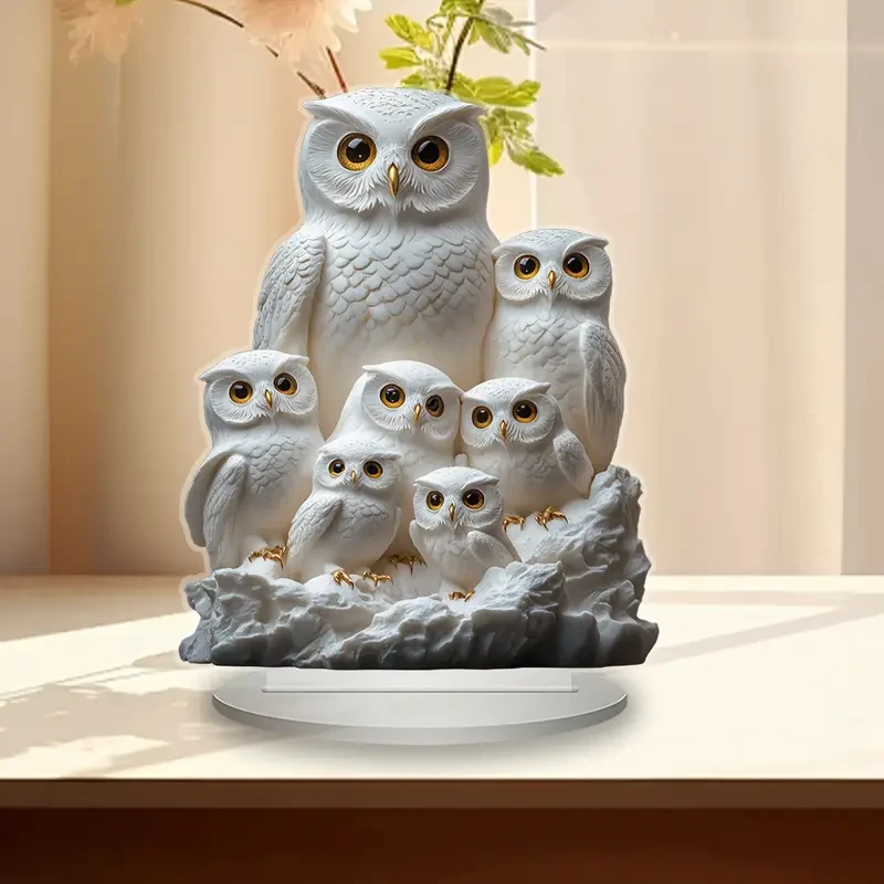 Charming Owl Family Acrylic Decor