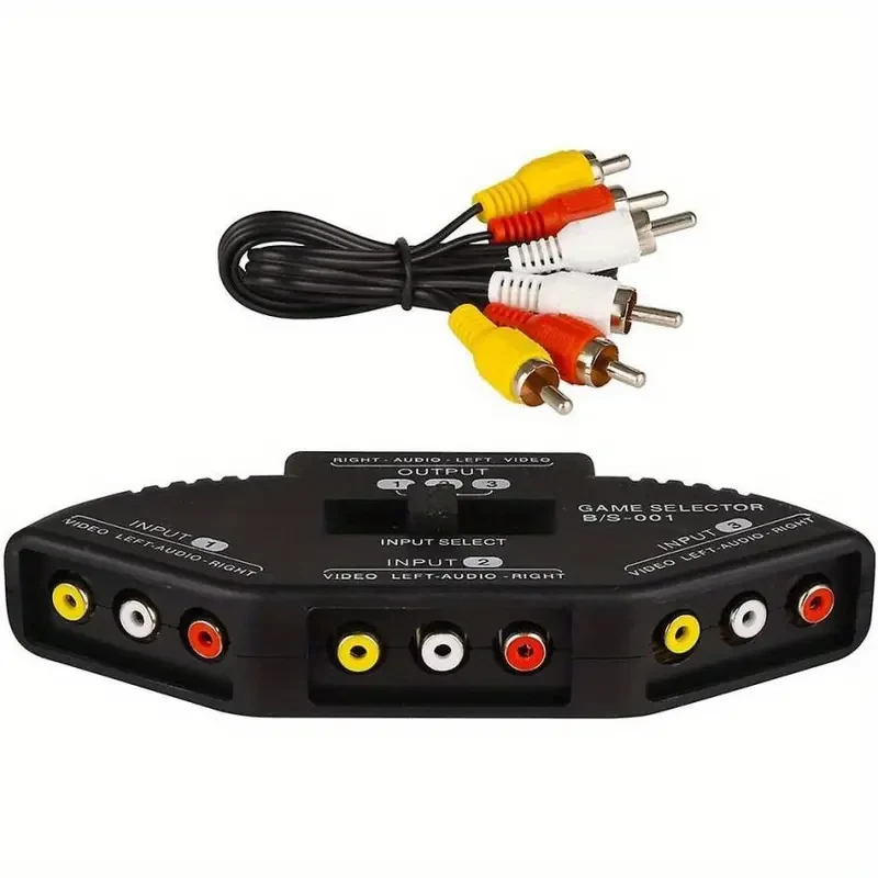 3-Way Audio Video AV RCA Switch Splitter