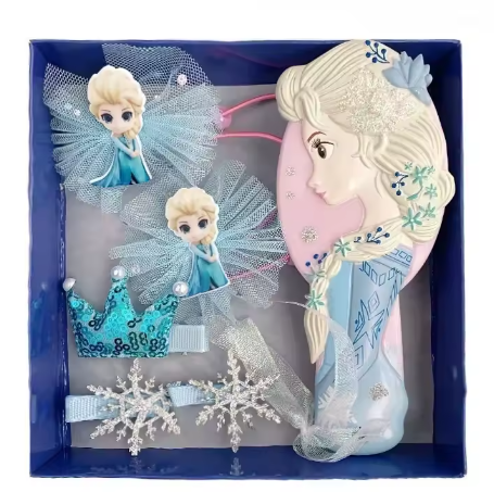 6pcs/set Lovely Frozen Elsa Anna Necklace Bracelet Ring Figure Toys Cute Disney Princess Frozen Accessories Toy Kids Girls Gifts