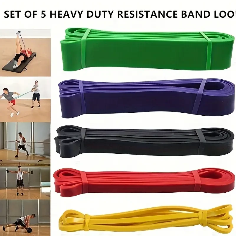 Set of 5 Heavy Duty Resistance Bands Pull Up, Calisthenics, CrossFit