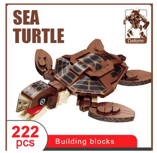 Ocean Animals Building Block DIY Creative Assembly Crab Shark Lobster Robot Deformation for Kids Adults Gift Small Particle Toy