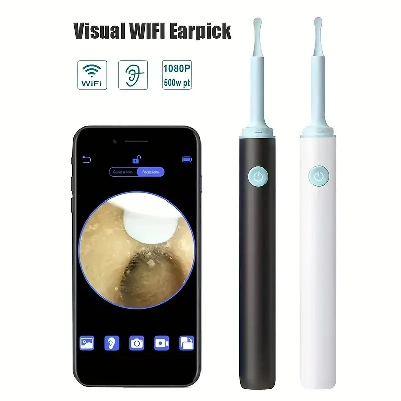 USB Rechargeable Ear Wax Removal Tool With Camera And Ear SetEasy And Safe Earwax Removal Kit With 4 Ear Spoons