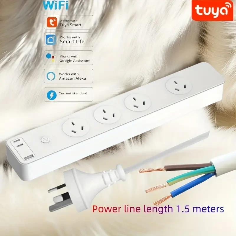 Multi-Function WIFI Smart Power Strip Socket With 3pcs USB Ports And 4pcs AU Plugs