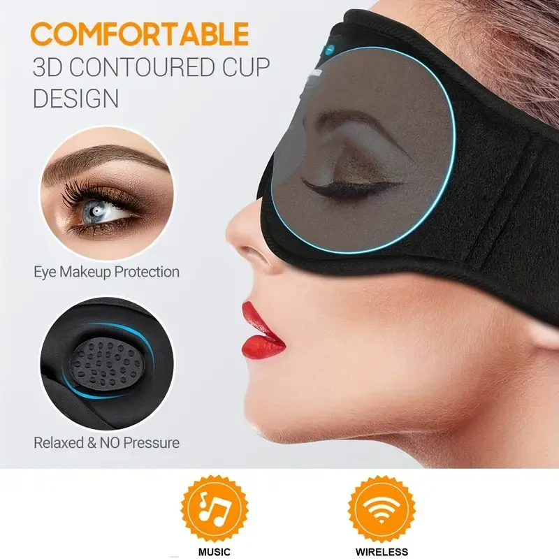 3D Sleep Mask with Wireless Headphones