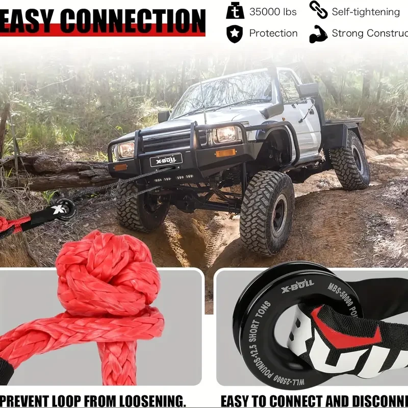 X-BULL Soft Shackle Synthetic Rope Recovery Snatch Ring Block Pulley 15875.73KG