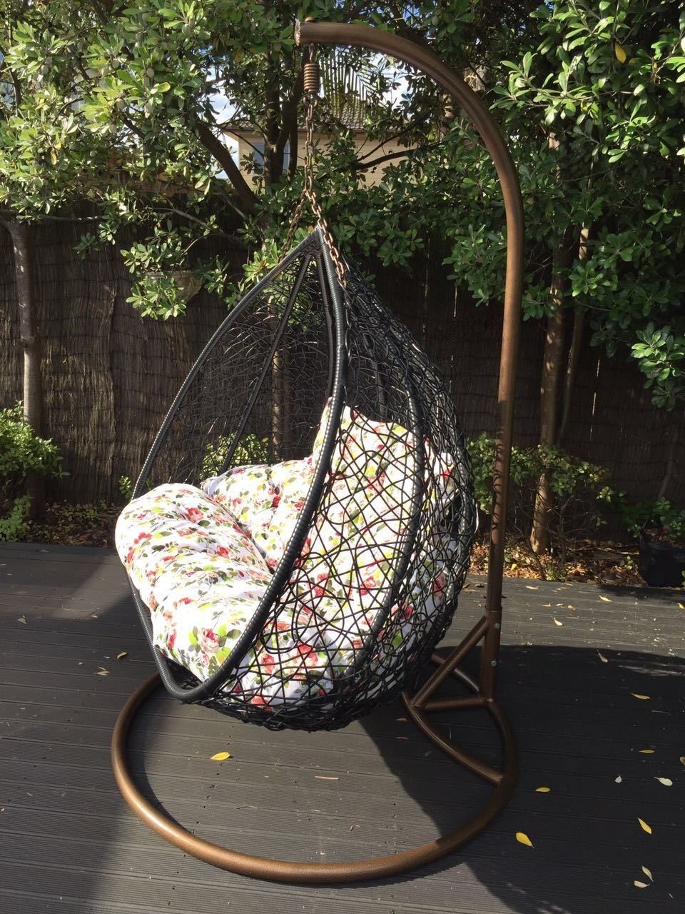 Double Outdoor/Indoor Egg Swing PE Wicker Rattan Hanging