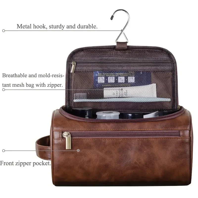 Men's Custom Engraved PU Leather Toiletry Bag