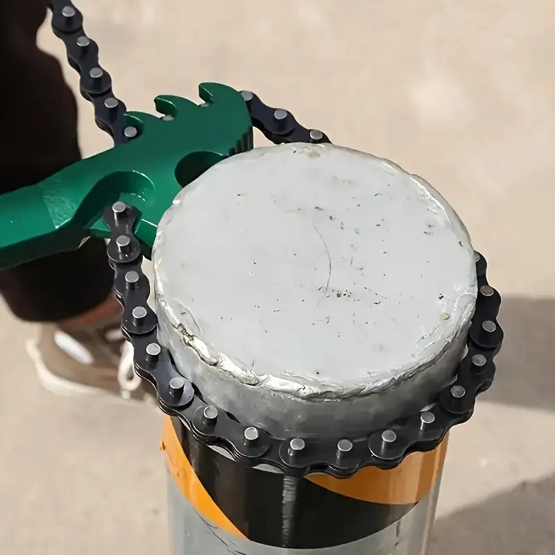 1pc Heavy Duty Chain Wrench Tool, Adjustable Grip Spanner, Ergonomic Handle, Steel Body, for Oil Filter Pipe Fittings Removal, Car Maintenance Tool