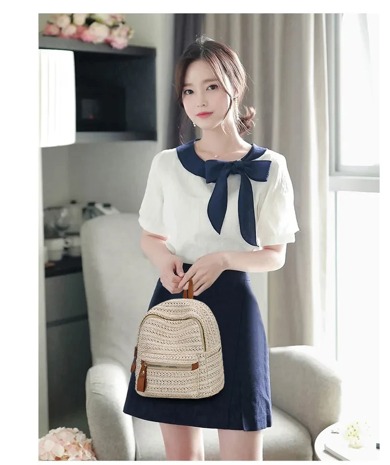 Straw backpack woven backpack