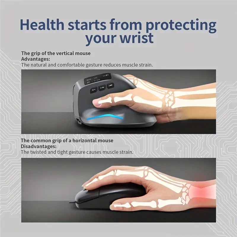 2.4G+BT Vertical Wireless Mouse