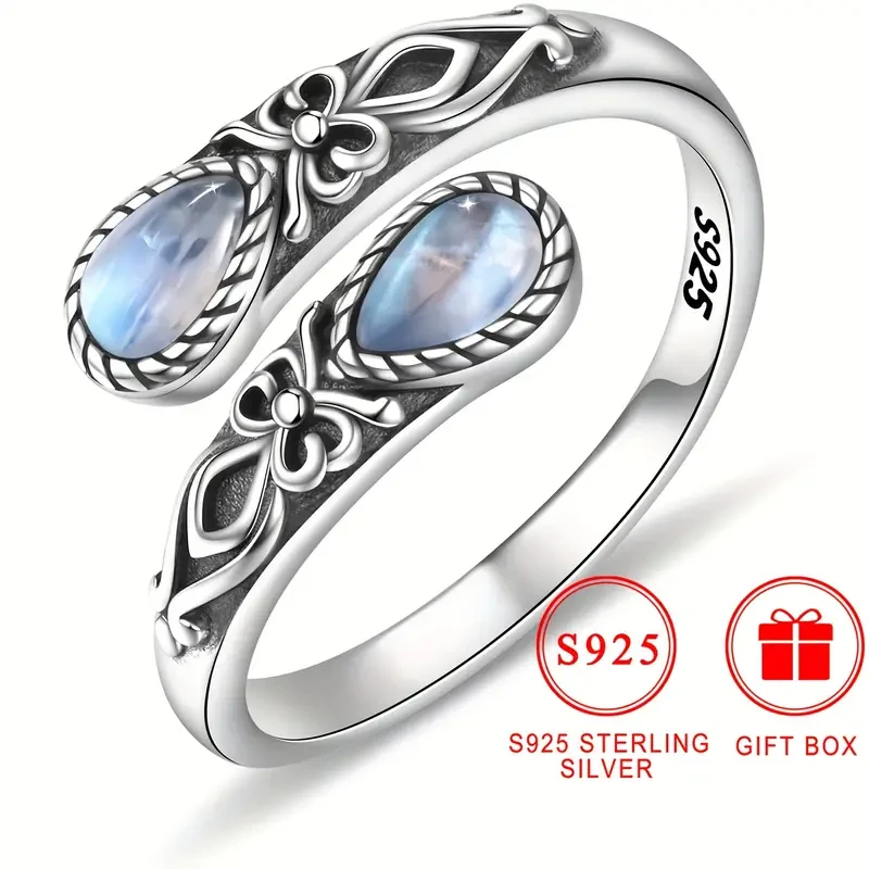 Sterling Silver Moonstone Spoon Ring