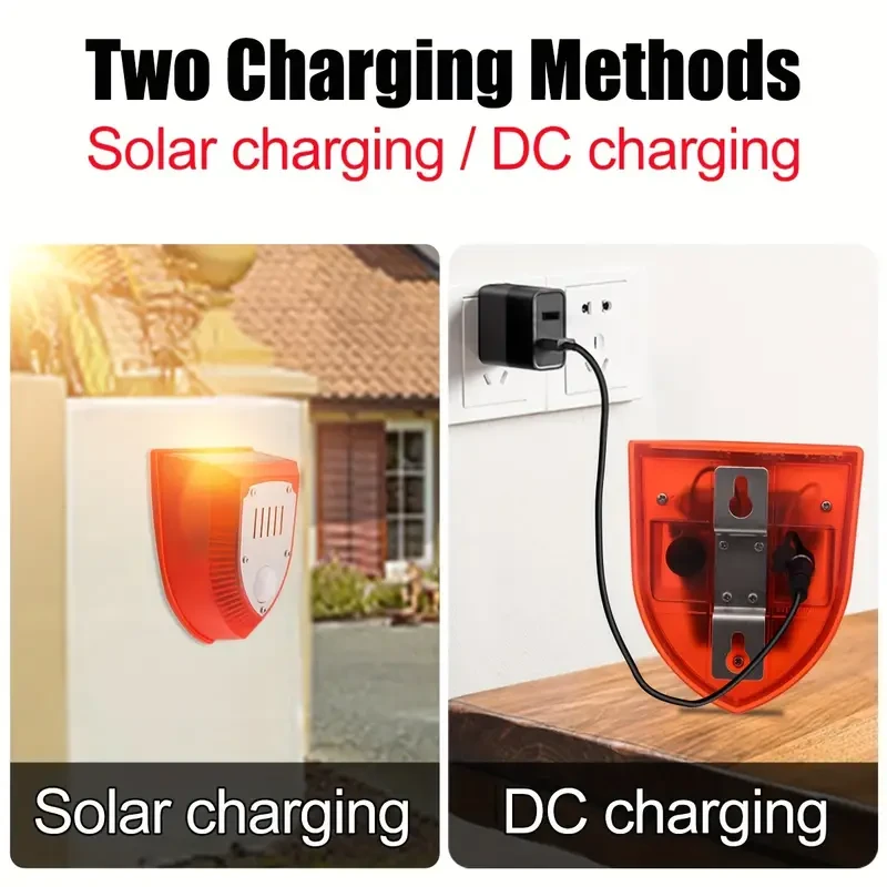 1pc Solar-Powered Security Alarm with 129dB Sirens, Motion-Activated Strobe Light Outdoor Warning System for Farms, Barns & Yards