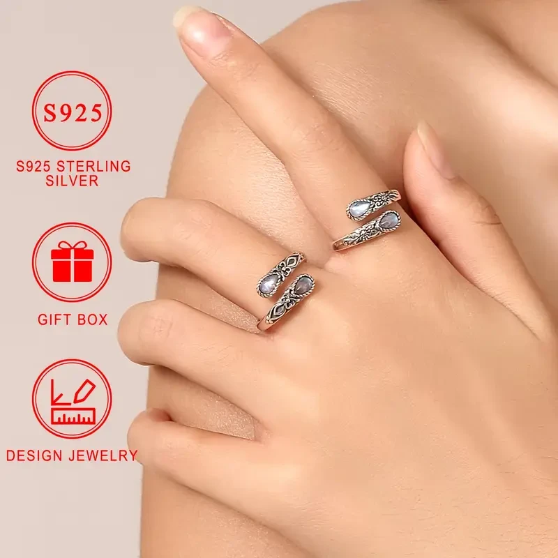 Sterling Silver Moonstone Spoon Ring