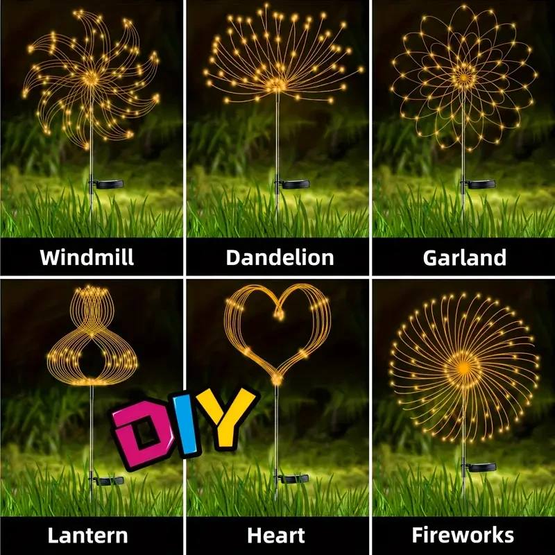 Solar Firework Lights - Adjustable 8 Lighting Modes for Yard and Festive Decor