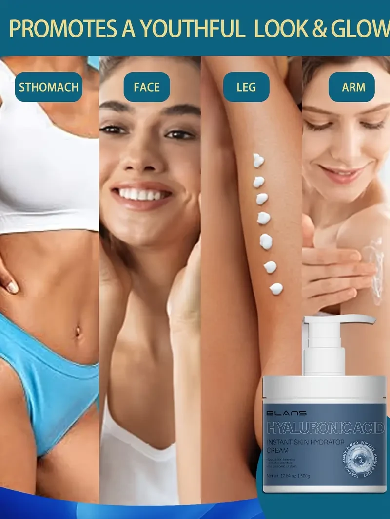 500G Ultra-Hydrating Body & Face Moisturizer Lotion - Rich in Hyaluronic Acid, Vitamin E, and Plant Squalane for Soft, Smooth, and Firm Skin - Suitable for Dry Skin, Hands, Feet, and Face for Women and Men