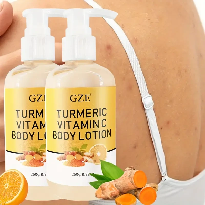 2pcs Radiant Glow Turmeric & Vitamin C Body Lotion - Hydrating, Brightening, and Soothing Skin Care for All Skin Types with Glycerin, Vitamin E, and No Harsh Chemicals