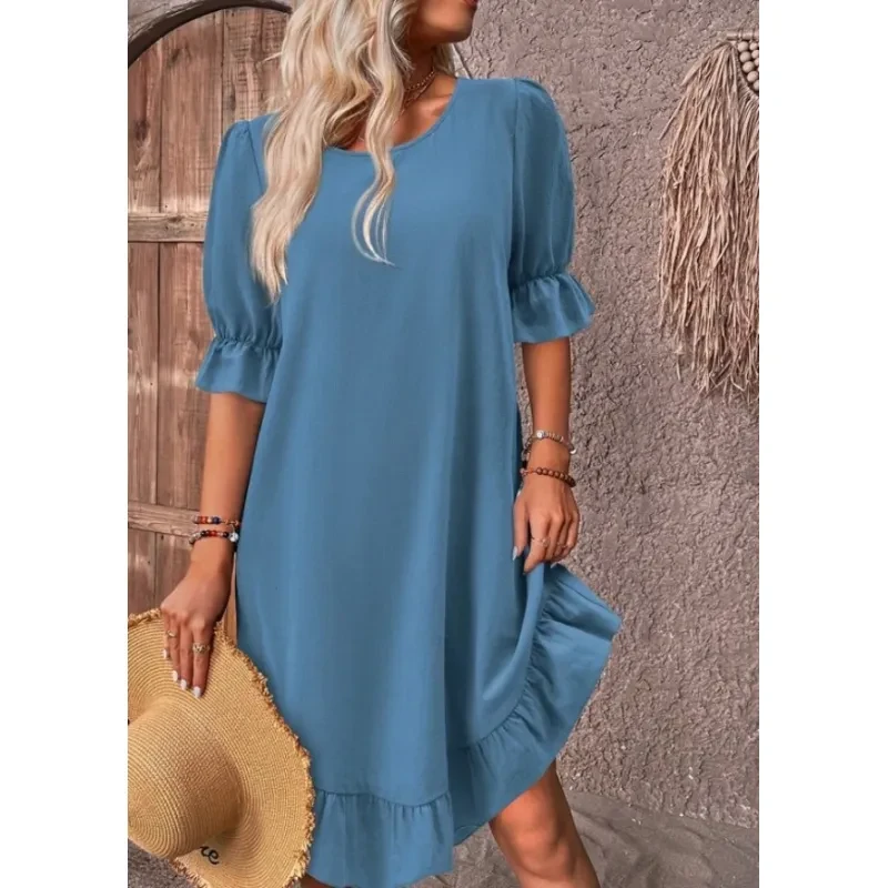 Fashion Ruffle Short-sleeved Dress