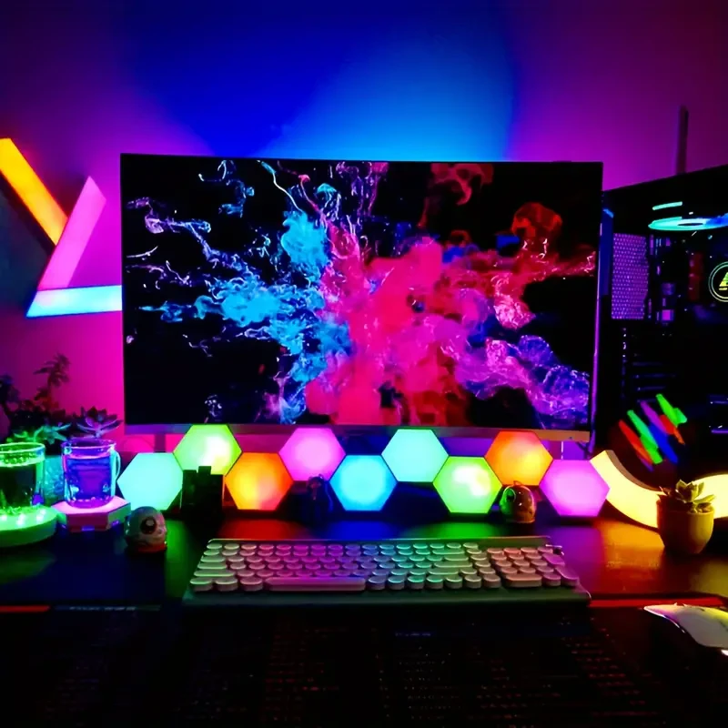 Hexagon LED Wall Lights - Touch-Sensitive Modular RGB Lamps