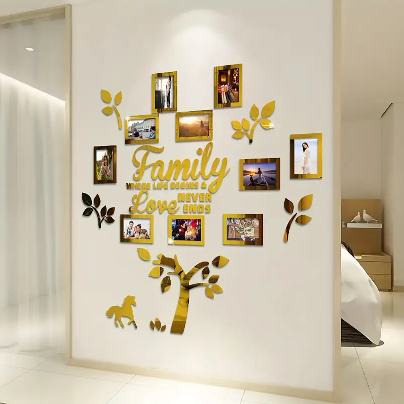 DIY Photo Frame Selfie Gallery Collage With Hanging Template And Wall Mounting Design, Home Tree