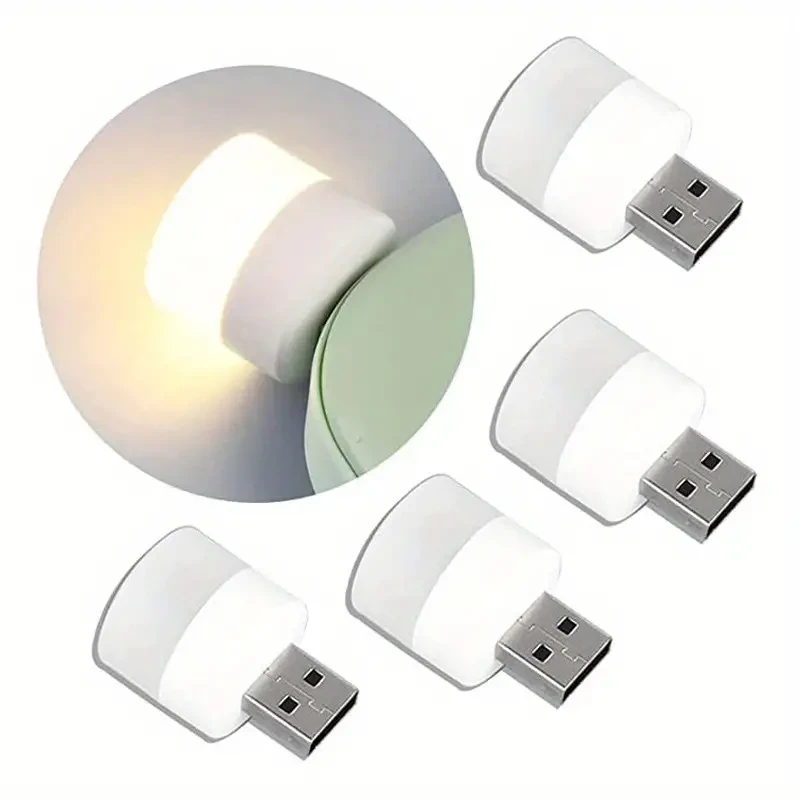 Mini USB Night Light - Set of 10 Warm White LED Book Reading Lights