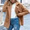 Womens Loose Lapel Fluffy Coat  Button Jacket Cardigan for Winter