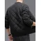 Mens Rhombic-Sewing Cotton Coat  Thickened Winter Baseball Jacket with Casual Solid Color Design