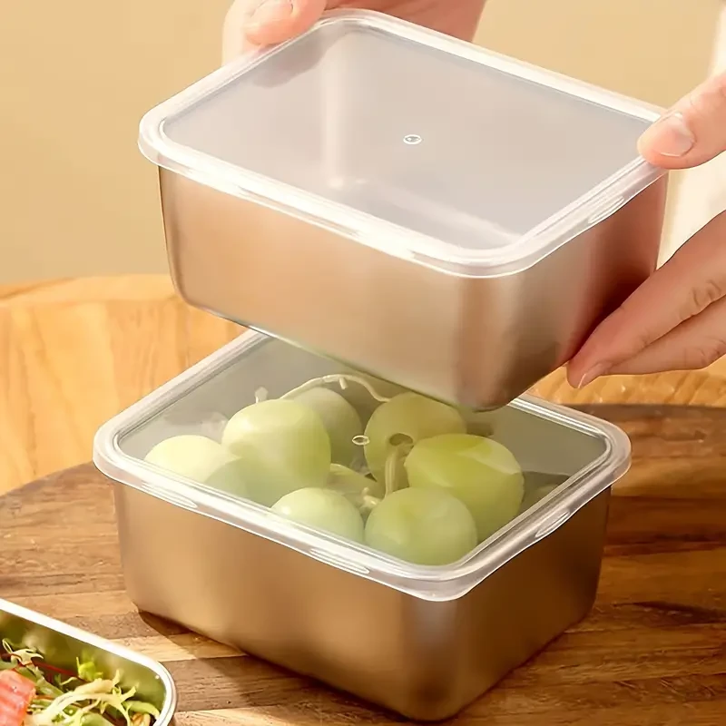 6-Piece Stainless Steel Food Storage Containers Set with Lids - Leakproof, Stackable & Reusable