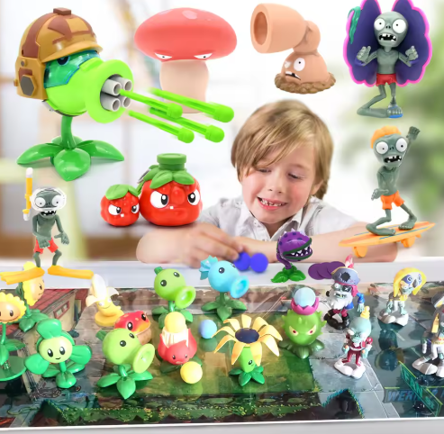 1pcs PVZ PLANTS VS ZOMBIES 2 Peashooter Gatling Pea Shooter PVC Action Figure Model Toy Dolls Shooting Toy Kids Gifts For boys