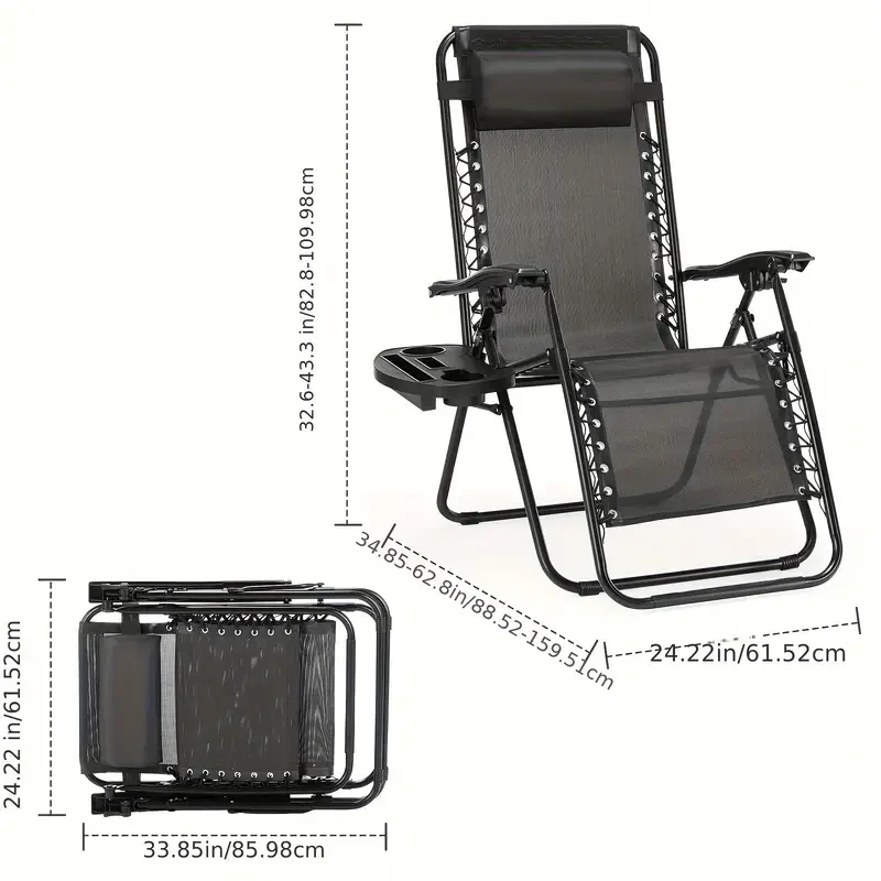 Zero Gravity Lounger with Cup Holder and Adjustable Pillow