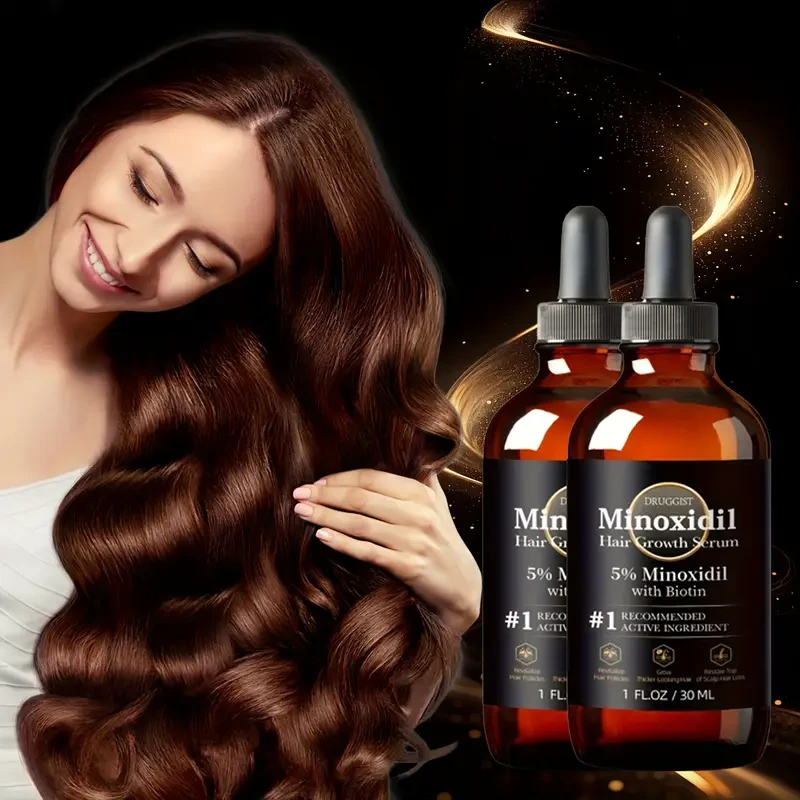 Minoxidil 5% Hair Growth Solution 30ml, 2-Pack - Biotin Hair Growth Serum Hair Regrowth Treatment For Regrow Hair, Thicken & Strengthen For Fuller, Healthier Hair