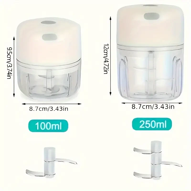 FLZH Electric Mini Garlic Chopper - 3.38/8.45oz USB Meat Grinder, Garlic Masher Machine