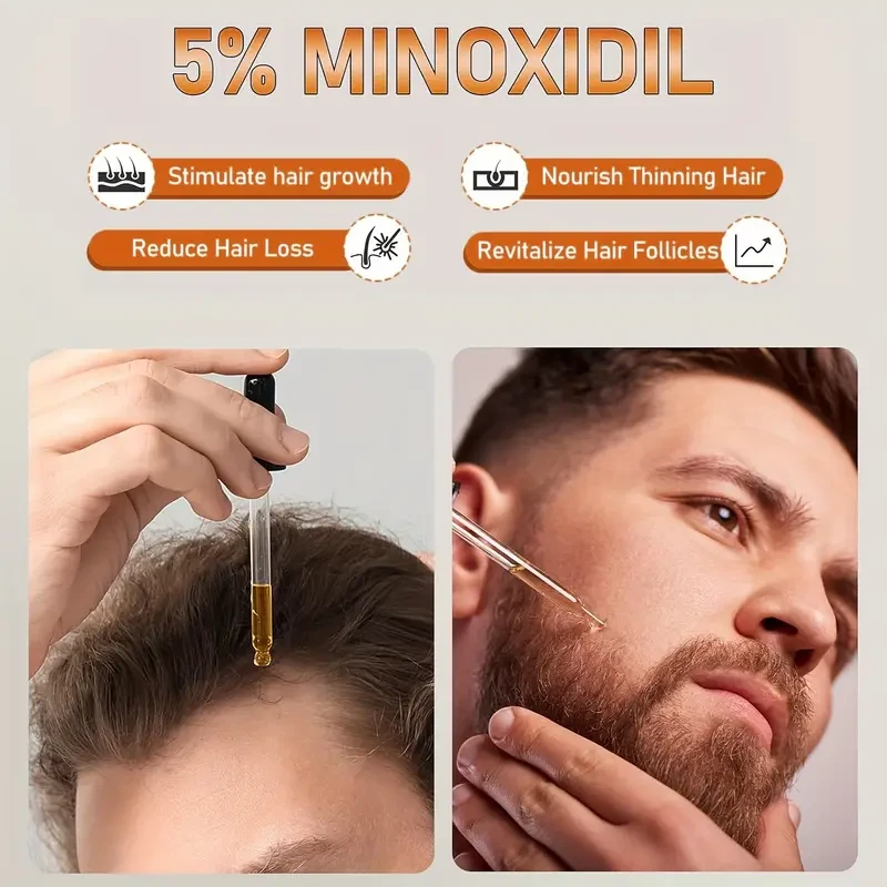 2 Pack 5% Minoxidil Hair Growth Serum, Minoxidil For Hair Growth, Hair Loss, And Hair Regrowth Oil With BiotinFor Scalp Hair Loss And Hair Thinning, 1.01oz