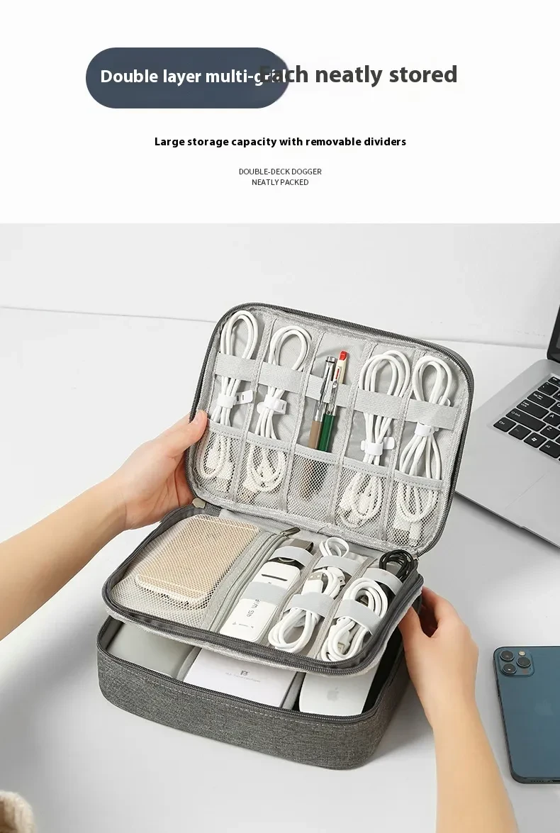 Data Cable Storage Bag Mobile Power Box Travel Portable Digital Accessories Organizing Folders
