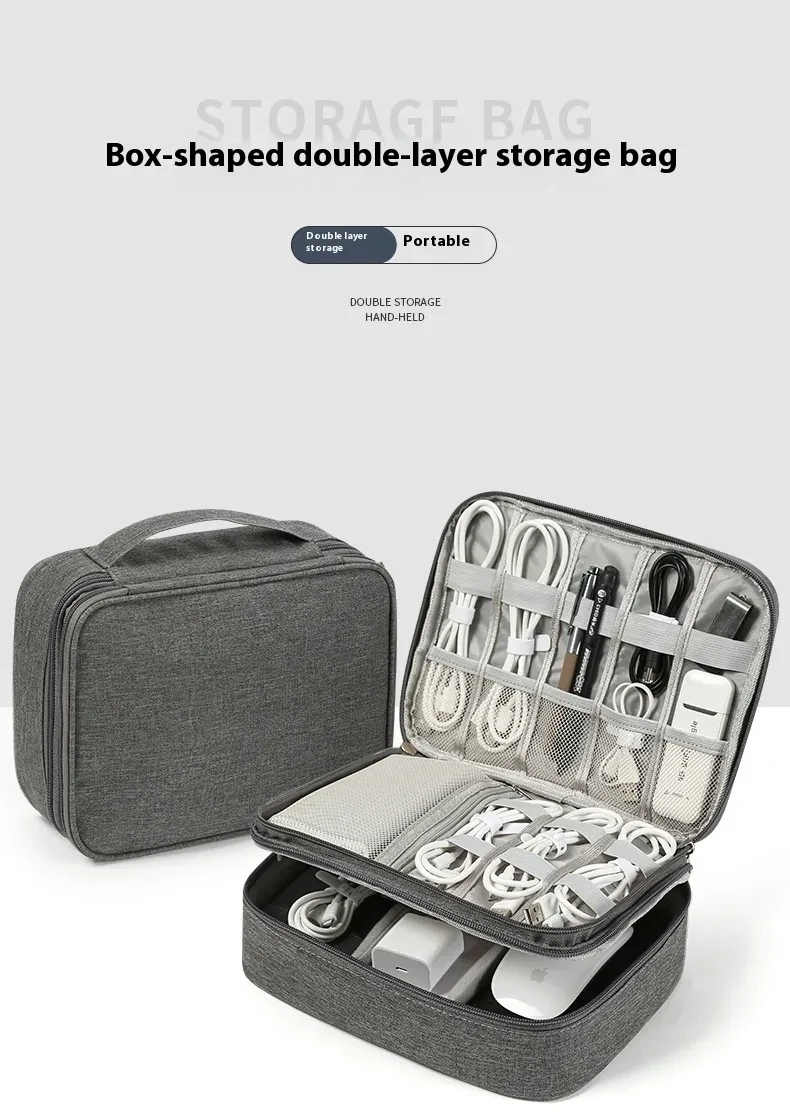 Data Cable Storage Bag Mobile Power Box Travel Portable Digital Accessories Organizing Folders