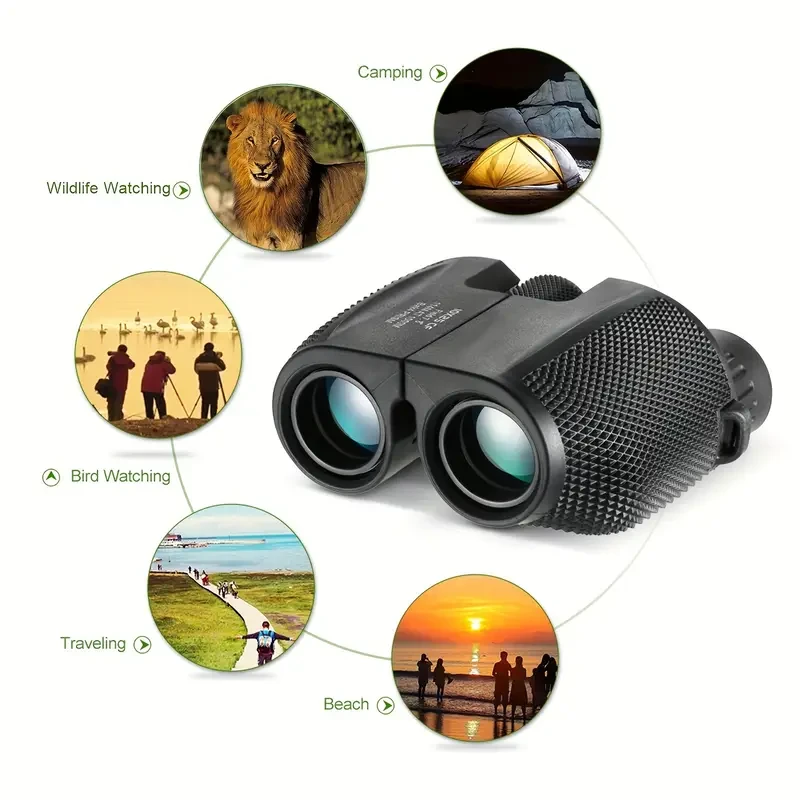 Professional Binoculars, 10x25 BAK4 Prism, High Powered Binocular, Portable Hunting Telescope