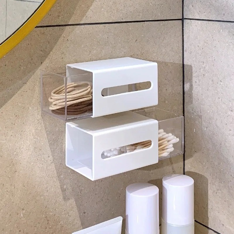 Wall-Mounted Bathroom Cotton Swab Storage Box