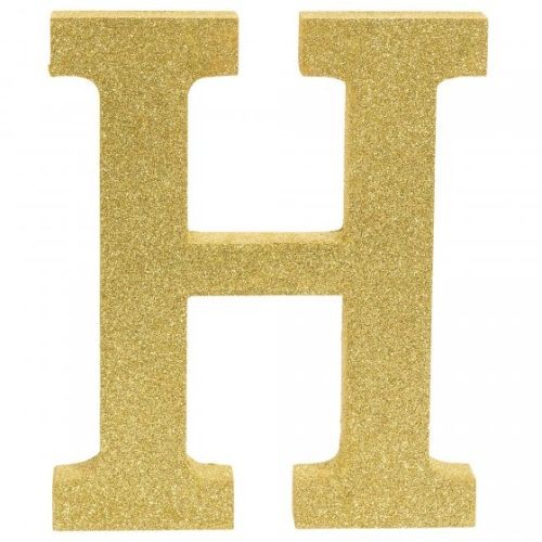 Letter H Gold Glittered Decoration Wooden
