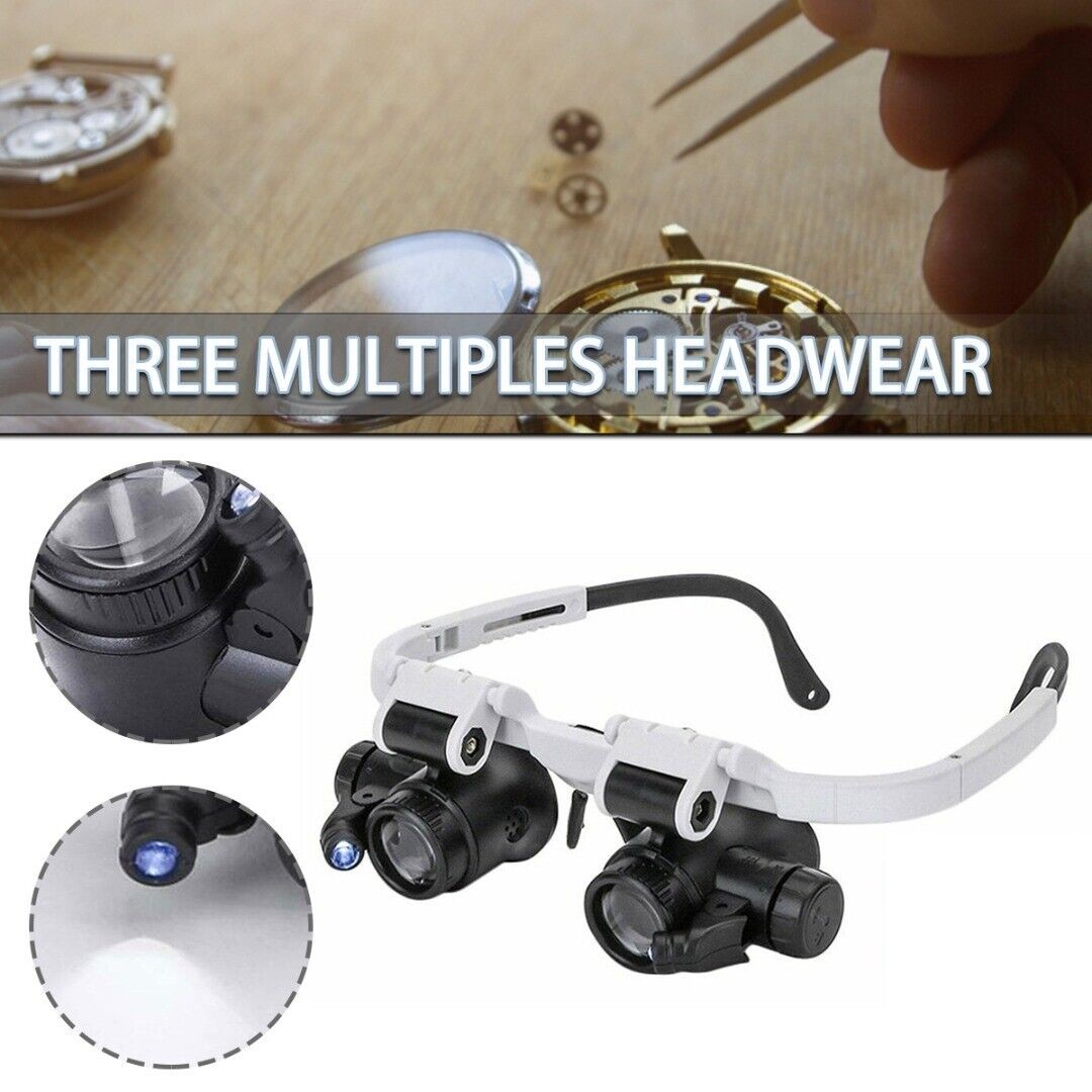 2X LED Watch Jeweler Repair Magnifier Head-Mounted Headband Loupe