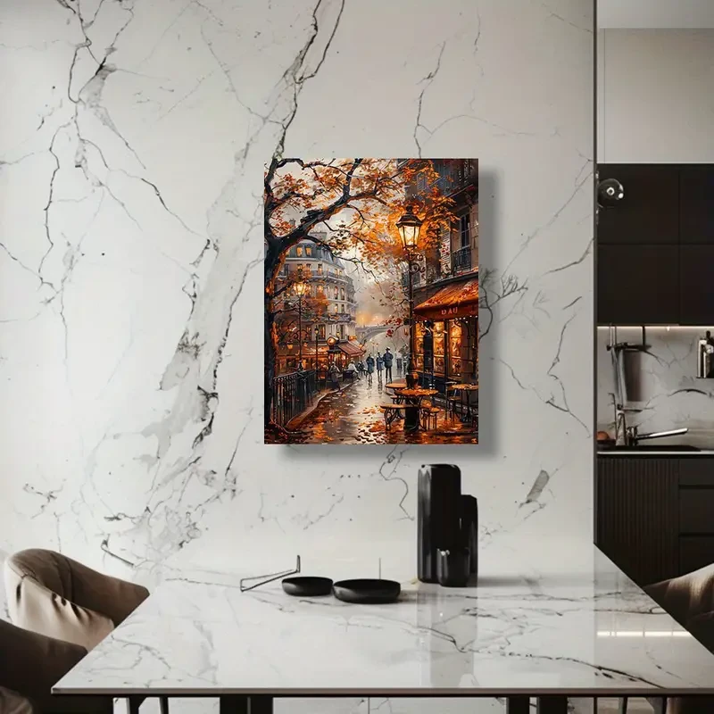 Vintage Autumn Boulevard Artwork for Living Room, Bedroom