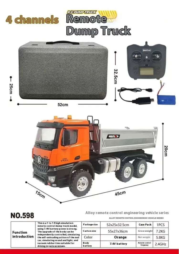 Alloy Remote Control Dump Truck Engineering Transport Vehicle Toy